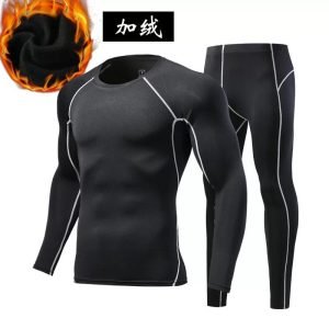 Ensemble compression homme 2pcs noir