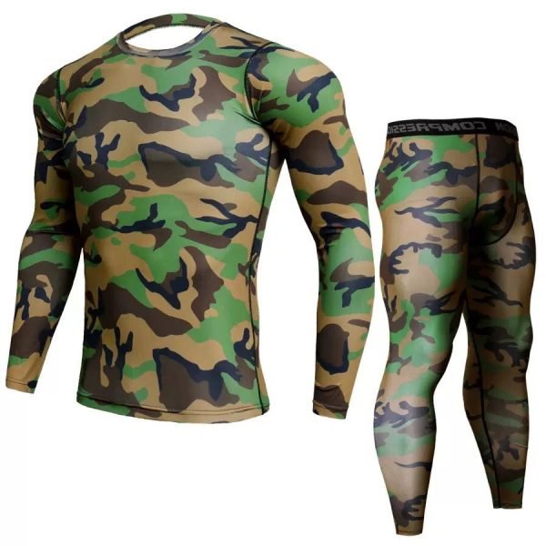 Ensemble compression homme 2pcs militaire