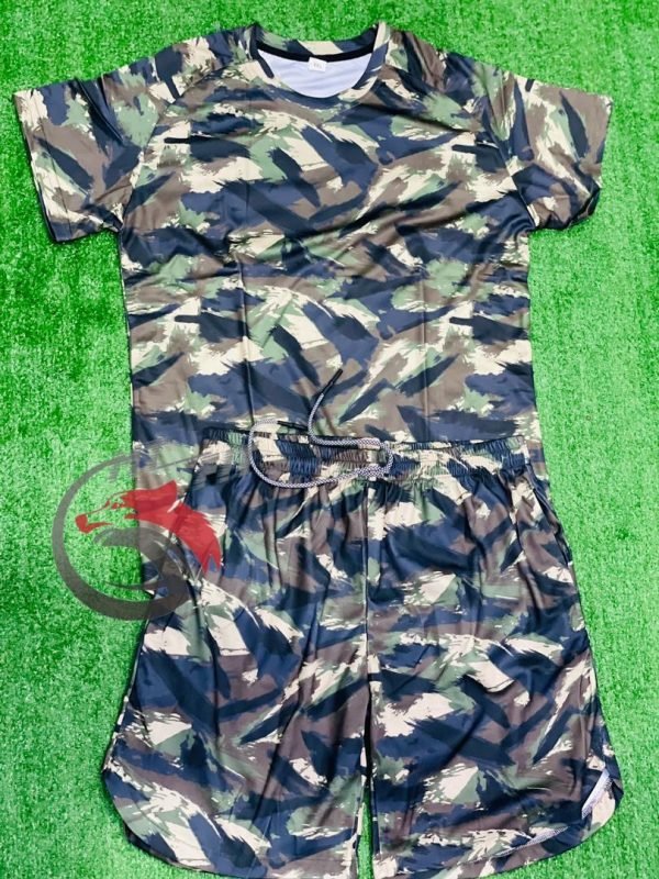 Ensemble compression homme courte manche 2pcs militaire