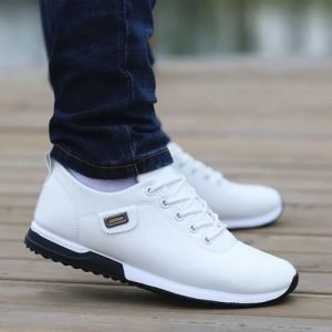 Chaussures En Simili Cuir Décontractées à Lacets à La Mode-Blanc