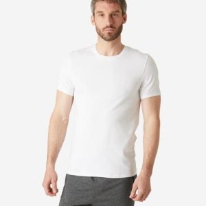 t-shirt-coton-extensible-fitness-slim-blanc T-shirt Coton Extensible Fitness Slim Blnac