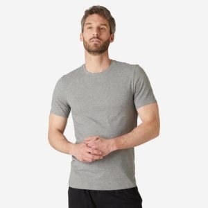 t-shirt-coton-extensible-fitness-slim-gris-chiné T-shirt Coton Extensible Fitness Slim Gris