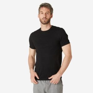 t-shirt-coton-extensible-fitness-slim-noir T-shirt Coton Extensible Fitness Slim Noir
