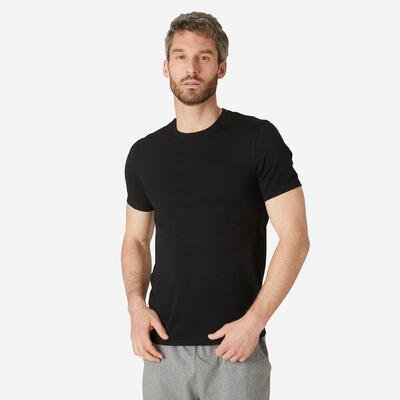 T-shirt Coton Extensible Fitness Slim Noir