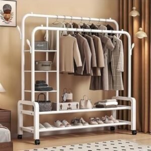 Penderie double triangle portable pour suspendre des vêtements peut supporter jusq'a 88kg