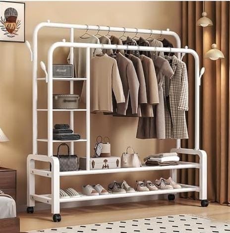 Penderie double triangle portable pour suspendre des vêtements peut supporter jusq'a 88kg